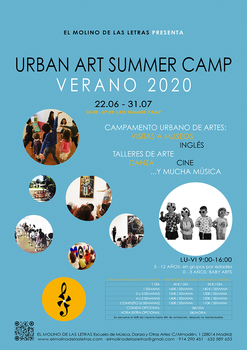 Campamento Urbano de Artes, Verano en El Molino de Las Letras, Escuela de Música, Danza y otras Artes en el corazón de Madrid